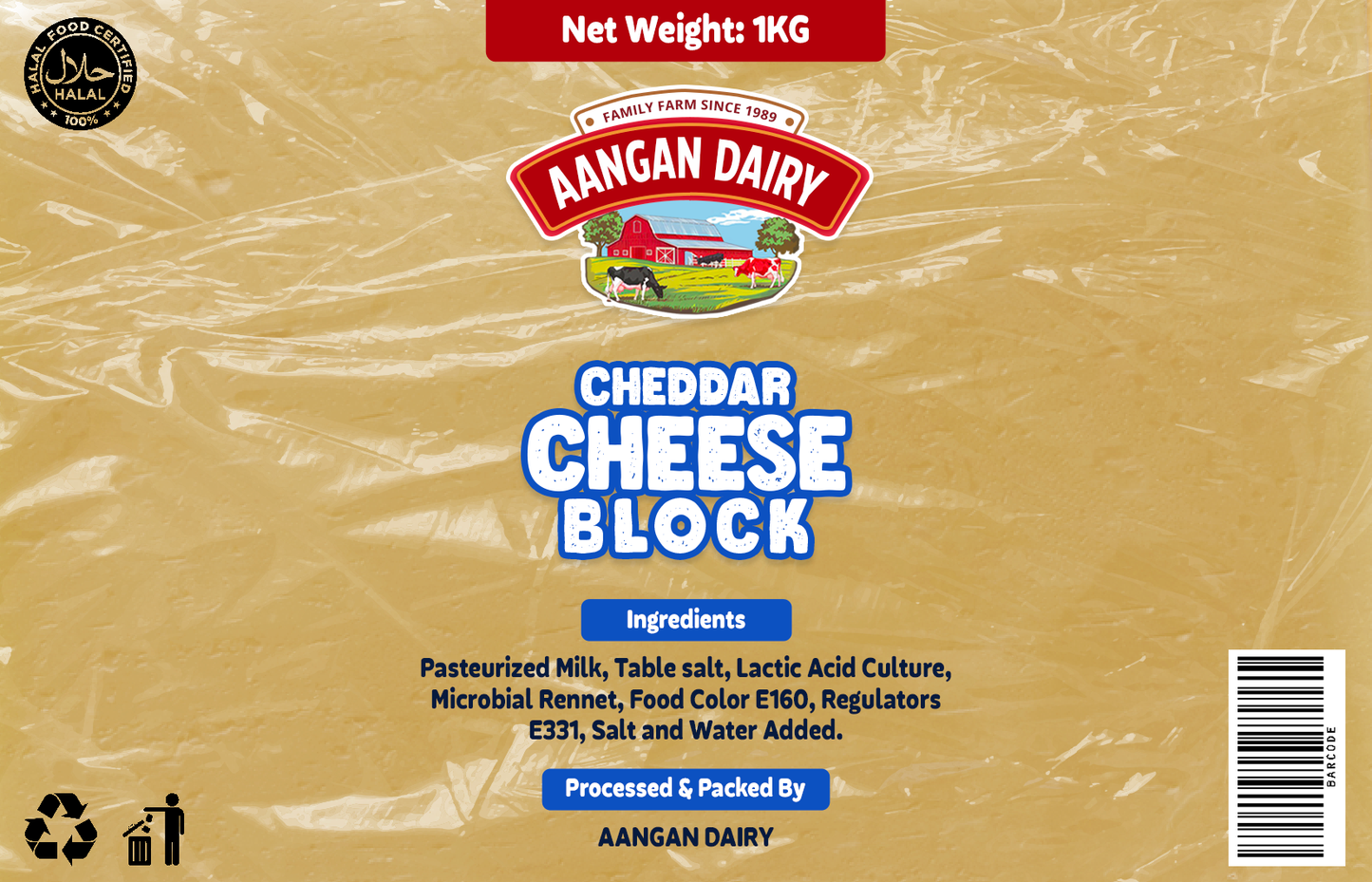 Cheddar Cheese Block 1 kg